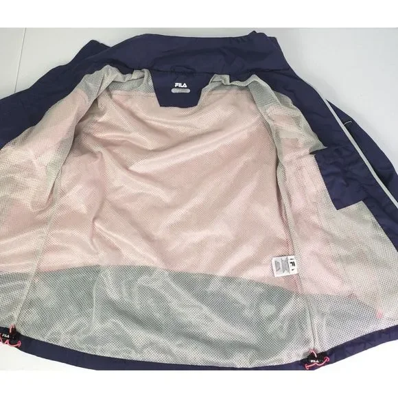 NWOT Fila Women's S Pink Purple Hooded Windbreaker Full Zip Jacket 3 Zip Pocket - Picture 5 of 11